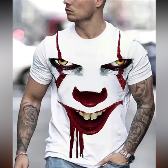 🔴 CLEARANCE 🏷️ NWT 🤡 2-D “IT” SCARY CLOWN GRAPHIC HORROR 2-SIDE T-SHIRT Men’s XL - Picture 3 of 6